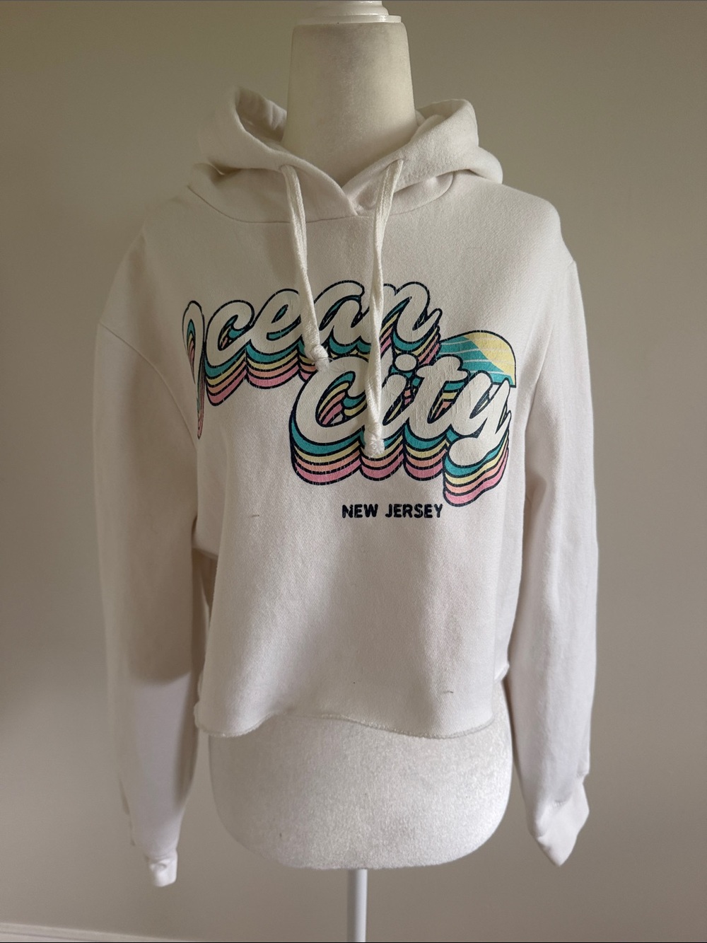 Brandy Melville White 'Ocean City' Graphic Hoodie
